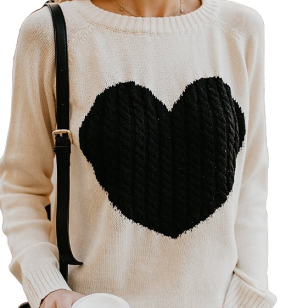 Off White LS Black Heart Sweater